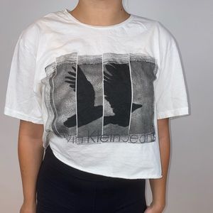 White Calvin Klein Jeans Cropped T-Shitt
